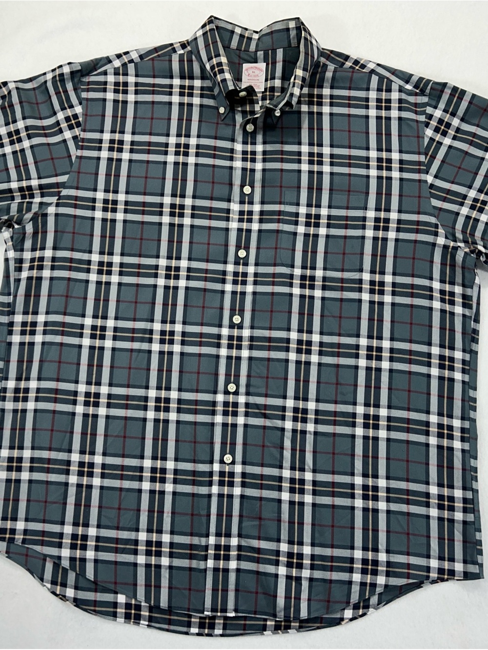 Brooks Brothers Madison XL Non Iron Supima Cotton Plaid Button Shirt Green